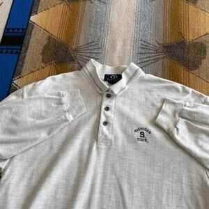 Vintage 90s Michigan State University Long Sleeve Polo Shirt Size Large USA Made
